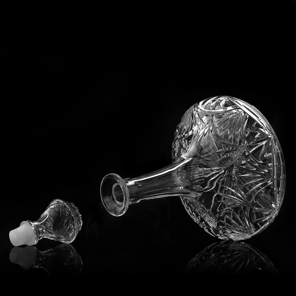 Vintage Towle Riviera Crystal Ship's Decanter w/ Stopper Cut Glass Liquor Carafe